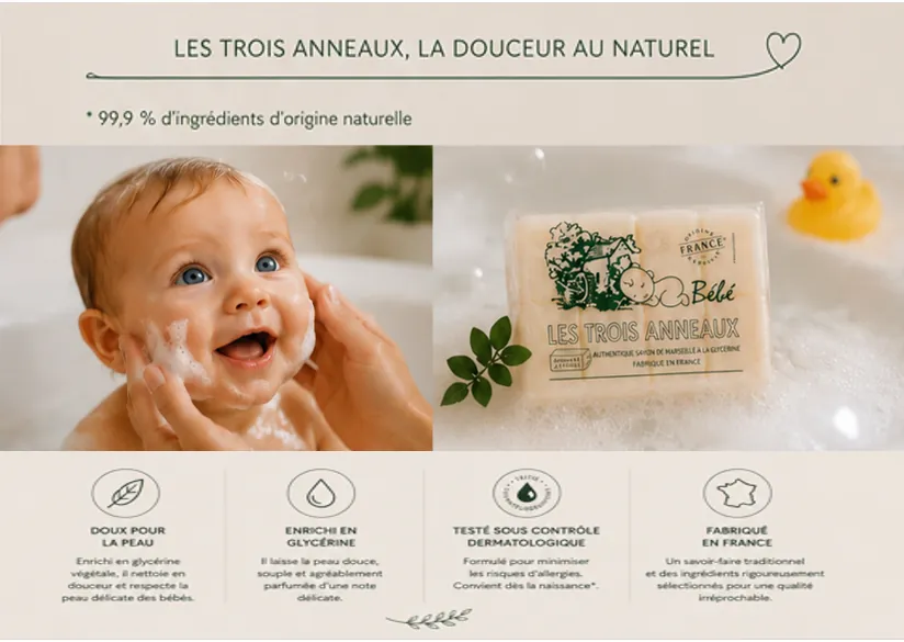 Les Trois Anneaux, la douceur au naturel : bébé au bain