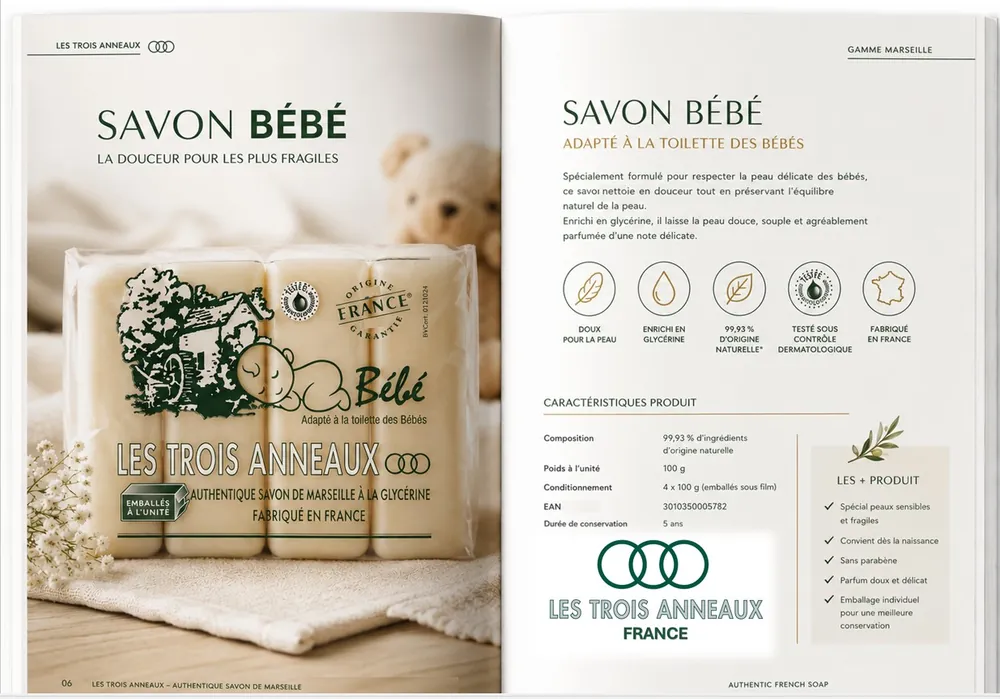 Fiche produit Savon Bébé : caractéristiques et composition