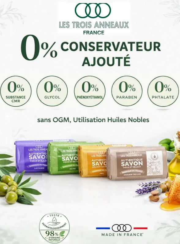 0 % conservateur ajouté : substance CMR, glycol, phénoxyéthanol, paraben, phtalate