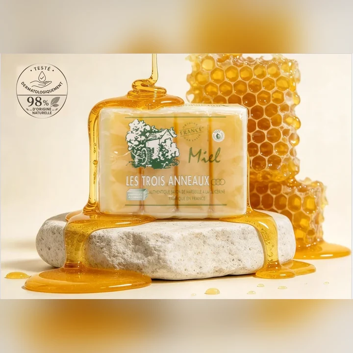 Pack de savon de Marseille Miel avec alvéoles de miel